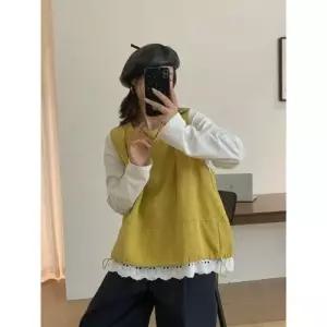 여사친 라운드 스트링 조끼 나시 추천각 OOTD1