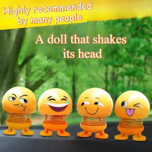 1개 다양한  표정 인형 자동차 차량용 호환 스프링 장착 웃는 얼굴 흔들림 노란색 실내 장식 호환 액세서리