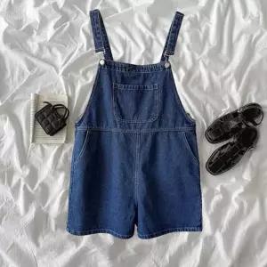 캐주얼 데님 오버핏 포켓 청 멜빵 바지 Wpv7+5pkf