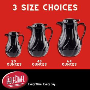 테이블크래프트 단열 플라스틱 BPA 레스토랑 서버 음료 40온스 삼중 흰색 포트 온수 디스펜서 피처 푸드 서빙 프리 상업용 커피 서비스 스월