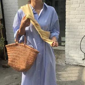 여자 체형커버 스트라이프 셔츠 롱원피스