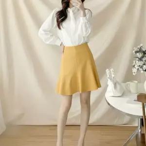 여성 하이웨이스트 플레어 와플 미니 스커트