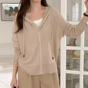 여자 시스루 봄아우터 포켓 나그랑 후드집업
