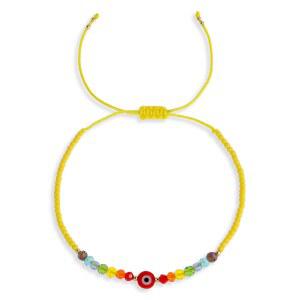 여성용 프리고틴 컬러풀 이블 비즈 브레이드 브레이슬릿, 트렌디한 핸드메이드 크리스탈 조절 가능한 끈 로프 행운 보호 팔찌 우정 명절 패션 주얼리 선물