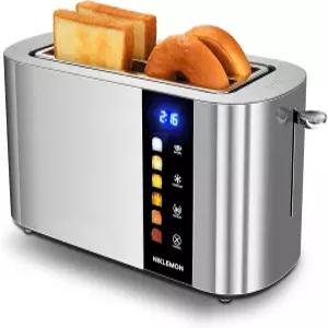 4 슬라이스 토스터 니클레몬 풀 스테인리스 스틸 LED 디스플레이 길고 넓은 슬롯이 있는 터치 버튼 베이글