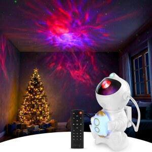 오이즈온 로켓 갤럭시 라이트 프로젝터 - 프로젝션 및 성운 모드 조정, 타이머가 있는 리모컨, 침실 장식용 USB-C 전원 스타 나이트 라이트, 크리스마스 선물