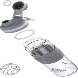 PZMLOASN 셰이커 병 - 650ml/23온스 내구성 및 누수 방지 슈퍼 크리미 피트니스 단백질 쉐이크(그레이)에