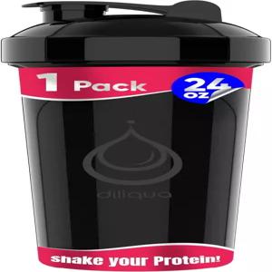 단백질 혼합을 위한 강력한 와이어 거품기가 있는 딜리쿠아 1팩 24온스 셰이커 병 누수 방지 블렌더 (블랙)