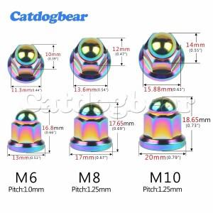 Catdogbear 티타늄 돔 헤드 나사 자전거 바이크 오토바이 자동차용 캡 너트 M6X1.0mm M8 M10X1.25 mm 4PCs