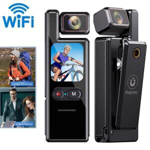 와이파이 마그네틱 미니 캠 자이로 안정화 4K 바디 카메라 방수 액션 자동 렌즈 회전 캠코더 라이딩 휴대