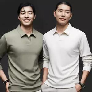 남자카라티 가을 봄 오픈 긴팔 정장 카라티 티셔츠 레이어드티 긴팔티