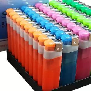 전자식라이터 대용량박스 형광컬라 일회용라이터 간편점화 식당판촉 가정용소품 라이터