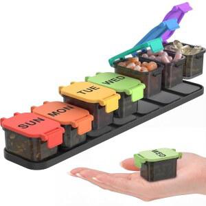 초대형 알약 정리함 - 방수 및 7일 보충제 케이스 일상적인 여행 이상적임 개봉하기 관리에 약물 상자 쉬운 디자인 휴대용