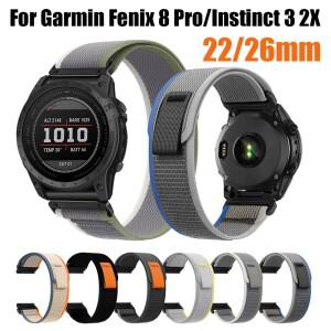 22/26mm 퀵핏 나일론 스트랩 가민 페닉스 8프로 8 E 7X/인스팅트 3 2X 교체용 시계 밴드 타틱스 7/포러너 9