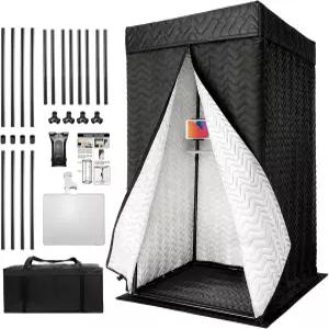 휴대용 보컬 부스 79인치 x32인치 접이식 녹음 홈 스튜디오 사운드 솔레이션 및 여행용 - 팟캐스트