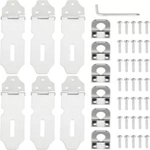 파티킬 6개 스테인리스 스틸 자물쇠 해스프 2.9인치 래치 도어 슬라이드 잠금 캐비닛 정원 마당 창고