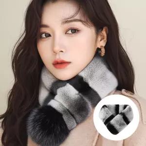 겨울머플러 렉스토끼털 자석마그네틱 통가죽배색 보온성우수 머플러