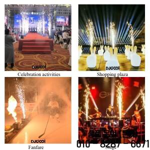 콜드 스파크 불꽃 놀이 기계 비행 케이스 포함 DMX 리모컨 웨딩 스프레이 파티 무대 Ti 파우더 600W 2 개