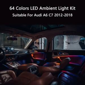 아우디 A6 C6 C7 2012-2018용 20 in 1 LED 앰비언트 라이트, MMI 컨트롤로 제어되는  내장형 사각 튜브 대