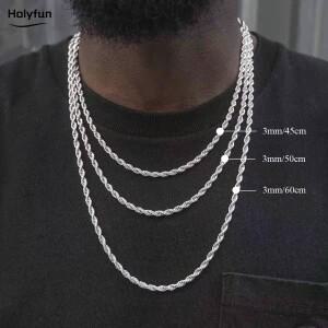 남녀 공용 로프 롱 목걸이, 스테인리스 스틸 미니멀리스트 트위스트 로프 체인 목걸이, 펑크 골드 실버 블