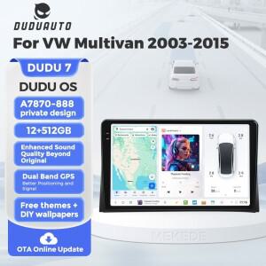 DUDUAUTO 12+512GB 안드로이드 13 자동차 라디오 폭스바겐 멀티밴 T5 2003 2005-2015 무선 카플레이 멀티미