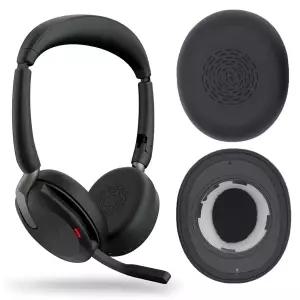 이어 패드 쿠션 단백질 가죽 소프트 폼 쿠션 커버 Jabra Evolve2 65UC/65 플렉스 헤드폰용 이어패드