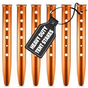 6개의 알루미늄 텐트 말뚝 - 부드러운 지면과 눈, 녹슬지 않고 부식에 강한 12.6인치 텐트용 모래 가시성이 높은 색상과 U자형 앵커로 쉽게 설치할 수 있는 세트