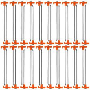 지브렐렉시온 40팩 텐트 스테이킹 헤비 듀티, 7.8인치 아연 도금 비녹금 금속 페그, 그라운드 캐노피 앵커 스파이크, 파티오, 정원, 캐노피, 초원, 오렌지 캠핑 액세서리