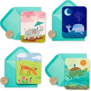 봉투가 있는 파피루스 빈 노트 카드 동물 (20개)