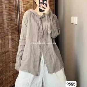 여친 가을 캐주얼 셔츠 풍 카디건 리넨 후드 싱글 1PICK3