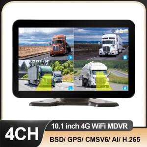 4채널 블랙 박스 GPS 4G WIFI MDVR 10.1 인치 IPS 터치 스크린 차량 모니터 시스템 BSD 루프 레코딩 트럭/