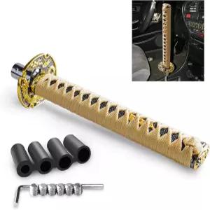 WENJTP 카타나 사무라이 검 시프트 노브 시프터 유니버설 핏 어댑터 골드 + 블랙 ( 26cm ) 포함 수동