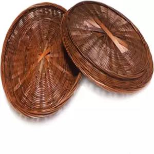 CTRL A TAB 고급 클래식 9인치 수제 타원형 대나무 2개 세트 피크닉 홈 파티 데일리 다이닝 및 벽 장식용