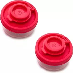 이동 중에도 사용할 수 있는 2Pcs 레드 스몰 소금 및 후추 쉐이커 뚜껑이 세트 여행 캠핑 테이크아웃 40G