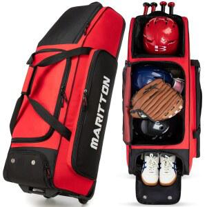 소프트볼 4 백. 펜스-후크, 롤링 멀티 기어백, 배트용 포수 신발장, 야구 대형 있는 MARITON 포켓이