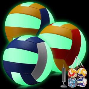 리비마 3개 펌프 메시 백으로 어두운 배구공에서 빛나고 청소년을 위한 빛나는 배구 선물 5사이즈 실내 야외 연습 홀리데이 파티 비치 스포츠 용품 학교로 돌아왔습니다