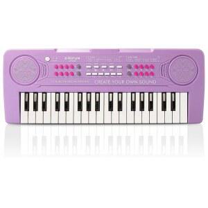 어린이용 키보드 피아노 BIGFUN 37 키 용 다기능 음악 교육용 악기 장난감 3-7세 소녀 소년용 전자 (보라색)