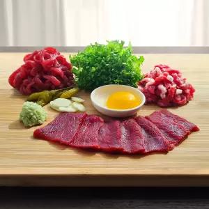 내가고기 모듬육회 600g (육회.육사시미. 차돌박이육회) + 육회소스 국내산 마장동 당일작업 썰어서 냉장