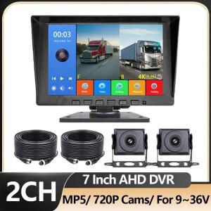 블랙 박스 차량 DVR 스타라이트 나이트 비전 백업 캠 시스템, 버스 트럭 RV 주차 녹음기, 7 인치 2CH IPS A