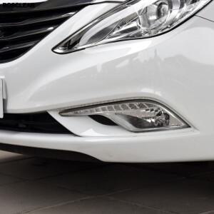 현대 소나타 8th 2013 2PC LED DRL 주간 러닝 라이트 일광 자동차 앞 범퍼 그릴 신호 액세서리