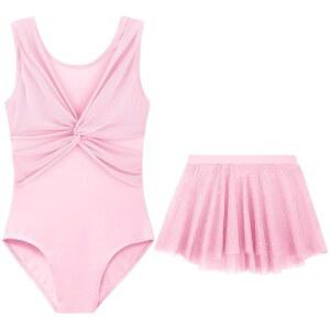 여자 체조 발레 드레스를 위한 다샹 메시 프론트 댄스 레오타드와 유아용 탈부착 가능한 투투 스커트 2-10세 어린이용