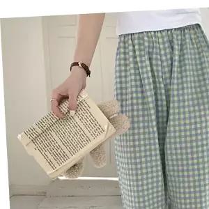 체크 와이드핏 잠옷 사계절 바지 수면바지 URD-440 여자슬랙스