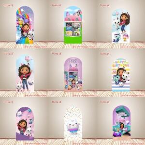 개비의 인형의 집 아치형 배경 커버, 어린이 생일/베이비 샤워 폴리에스터 양면 소품