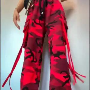 밀리터리 카모 카고 여자 바지 팬츠 댄스복 와이드 밴딩허리 포켓 스트랩