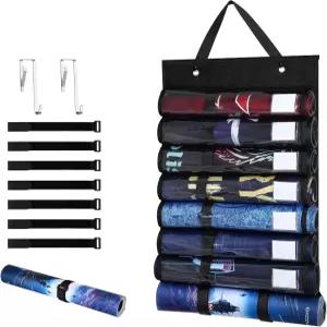 끈적끈적한 끈 7개가 달린 플레이매트 튜브 보관 가방 라벨이 투명 플라스틱 슬롯 7+1개 TCG/RPG