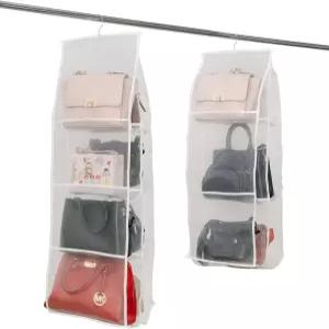 옷장 핸드백 보관용 G2CAMP 걸이 지갑 정리함 2팩 8포켓 6포켓 금속 고리가 달린 - 화이트 나일론
