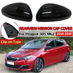 푸조 308 MK2 2014-2022 자동차 교체 백미러 사이드 커버 윙 캡 외부 도어 후면보기 케이스 트림 글로시 블