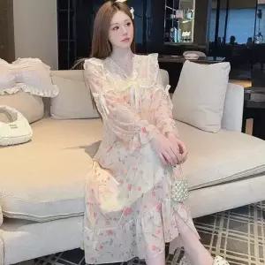 망사 봄 면라이크 레이스 커플 하트 잠옷세트 슬립 미디엄 오렌지 MN 공주풍 패드 인기1