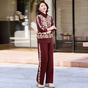 포뇨 여성용 가을 투피스 주니어 세트 코트 꽃무늬 트레이닝 OPH3