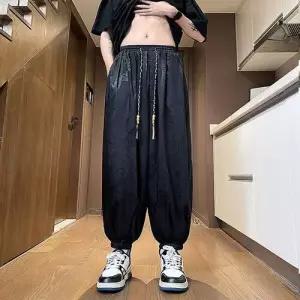 호크아이 팬츠 남자 데일리룩 배기핏 얇은 아이스 샤이닝 롱무늬 블루종팬츠 빅사이즈 슬랙스 KUK5